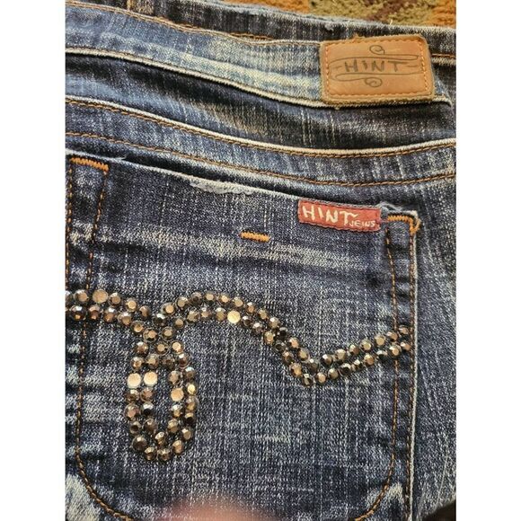 Vintage Y2K Hint Jeans Women's 10 Blue Low Rise Bootcut Embellished Rhinestone - Picture 3 of 6